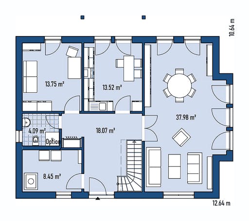 Fertighaus HAUS H94-118 von EBH Haus Schlüsselfertig ab 348100€, Satteldach-Klassiker Grundriss 1