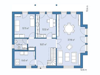 Fertighaus Einfamilienhaus H94-118 von EBH Haus Schlüsselfertig ab 397000€, Satteldach-Klassiker Grundriss 1