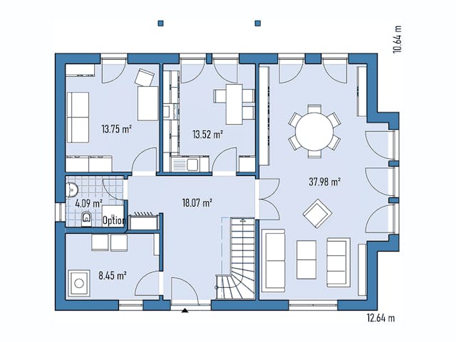 Fertighaus Einfamilienhaus H94-118 von EBH Haus Schlüsselfertig ab 397000€, Satteldach-Klassiker Grundriss 1