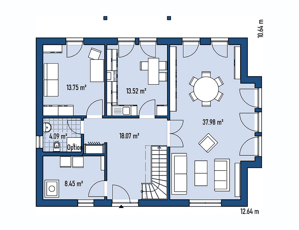 Fertighaus HAUS H94-118 von EBH Haus Schlüsselfertig ab 355100€, Satteldach-Klassiker Grundriss 1