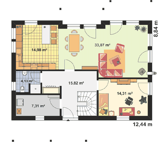 Fertighaus Einfamilienhaus Brandenburg von EBH Haus Schlüsselfertig ab 321100€, Satteldach-Klassiker Grundriss 1