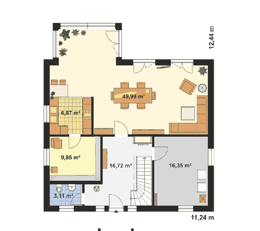 Fertighaus Einfamilienhaus Landidyll von EBH Haus Schlüsselfertig ab 311800€, Satteldach-Klassiker Grundriss 1