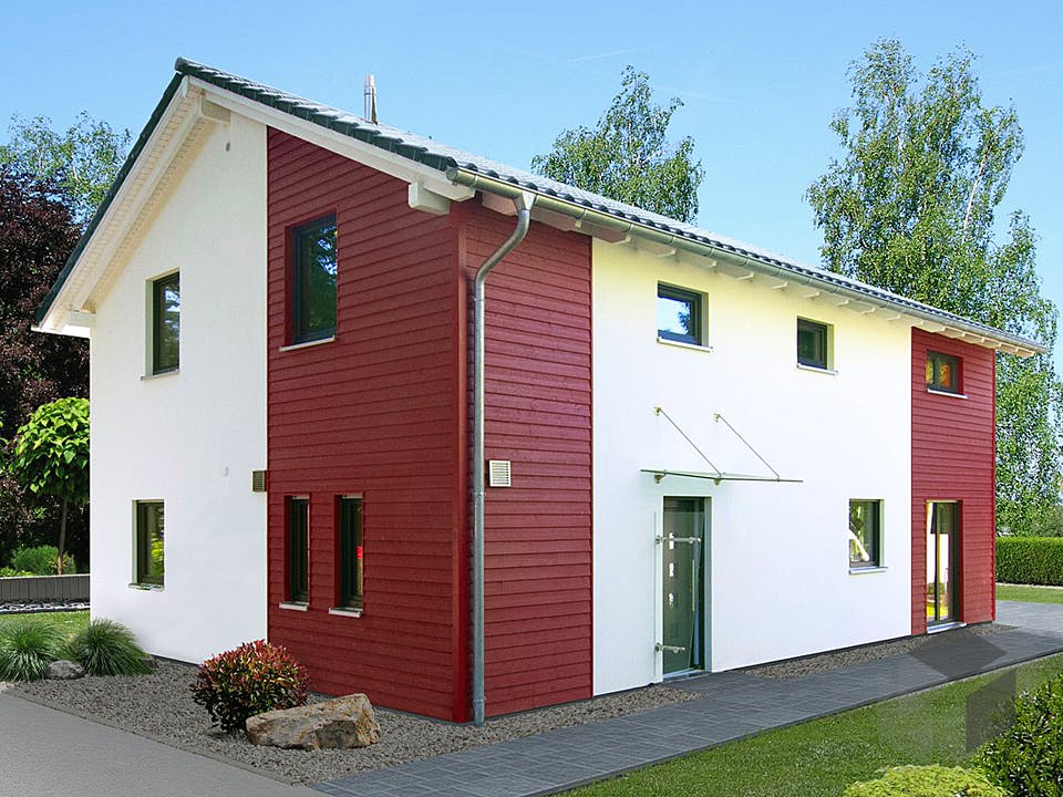 Fertighaus Einfamilienhaus Oderland von EBH Haus Schlüsselfertig ab 305200€, Satteldach-Klassiker Außenansicht 1