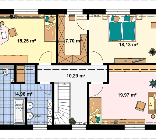 Fertighaus Einfamilienhaus Oderland von EBH Haus Schlüsselfertig ab 305200€, Satteldach-Klassiker Grundriss 2