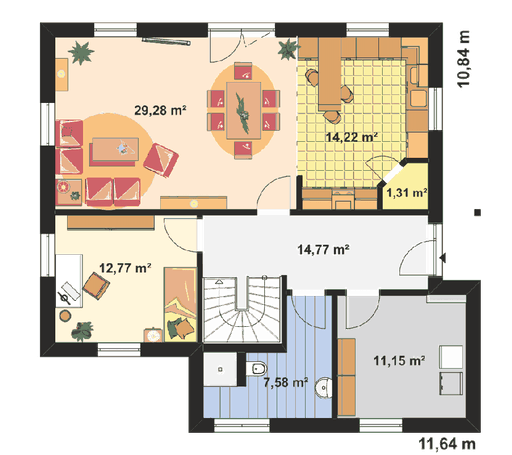 Fertighaus Einfamilienhaus Stockholm von EBH Haus Schlüsselfertig ab 294100€, Satteldach-Klassiker Grundriss 1