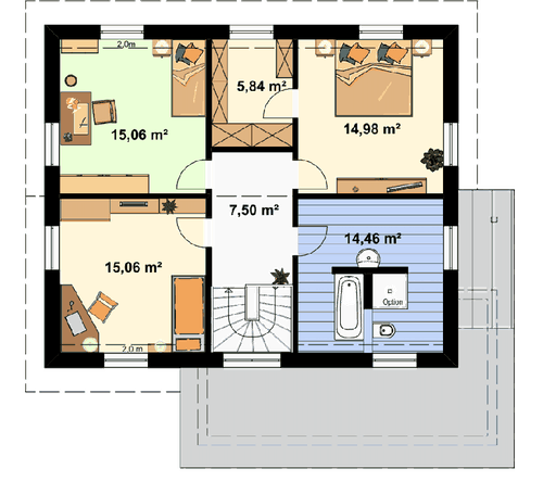 Fertighaus Einfamilienhaus Stockholm von EBH Haus Schlüsselfertig ab 294100€, Satteldach-Klassiker Grundriss 2