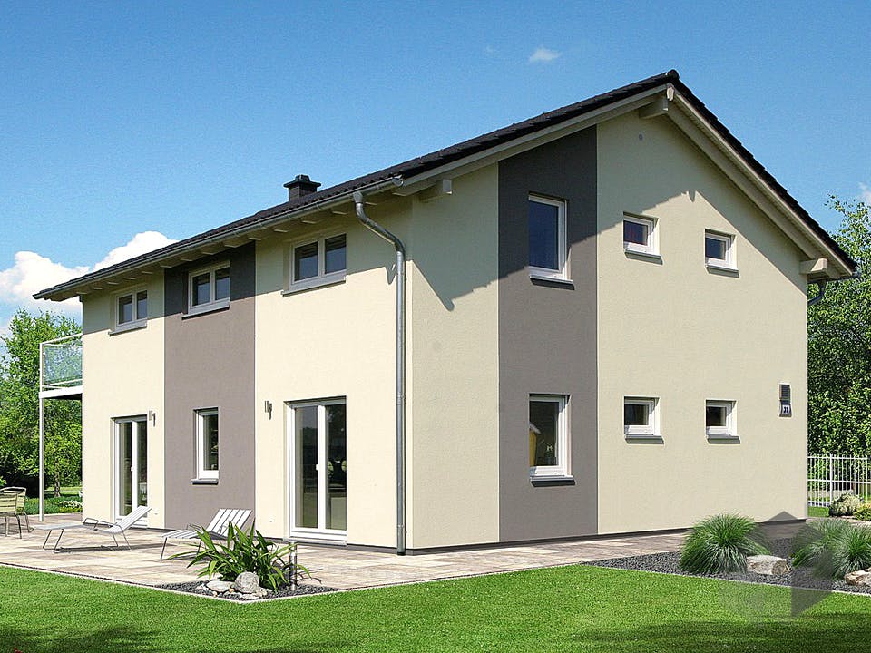 Fertighaus Einfamilienhaus Werder von EBH Haus Schlüsselfertig ab 282000€, Satteldach-Klassiker Außenansicht 1