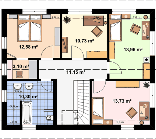 Fertighaus Einfamilienhaus Werder von EBH Haus Schlüsselfertig ab 282000€, Satteldach-Klassiker Grundriss 2