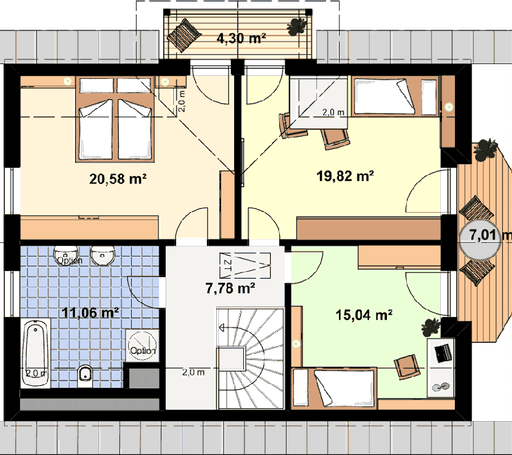 Fertighaus Einfamilienhaus Heideland 2 von EBH Haus Schlüsselfertig ab 299300€, Satteldach-Klassiker Grundriss 2