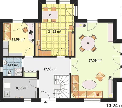 Fertighaus Einfamilienhaus Heideland 2 XL von EBH Haus Schlüsselfertig ab 332100€, Satteldach-Klassiker Grundriss 1