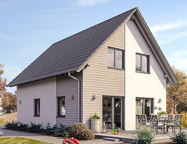 Fertighaus mit 99 Quadratmetern auf 1,5 Etagen