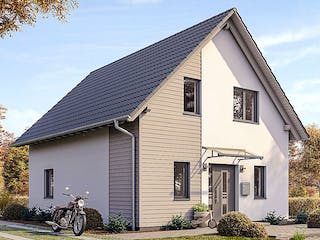 Fertighaus HAUS M71-100 von EBH Haus Schlüsselfertig ab 235600€, Satteldach-Klassiker Außenansicht 2
