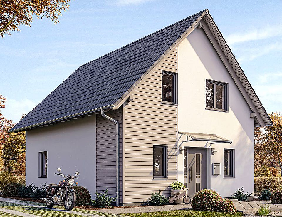 Fertighaus HAUS M71-100 von EBH Haus Schlüsselfertig ab 224900€, Satteldach-Klassiker Außenansicht 2