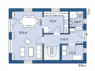 Fertighaus HAUS M71-100 von EBH Haus Schlüsselfertig ab 235600€, Satteldach-Klassiker Grundriss 1