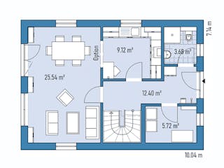 Fertighaus Einfamilienhaus M71-100 von EBH Haus Schlüsselfertig ab 252500€, Satteldach-Klassiker Grundriss 1