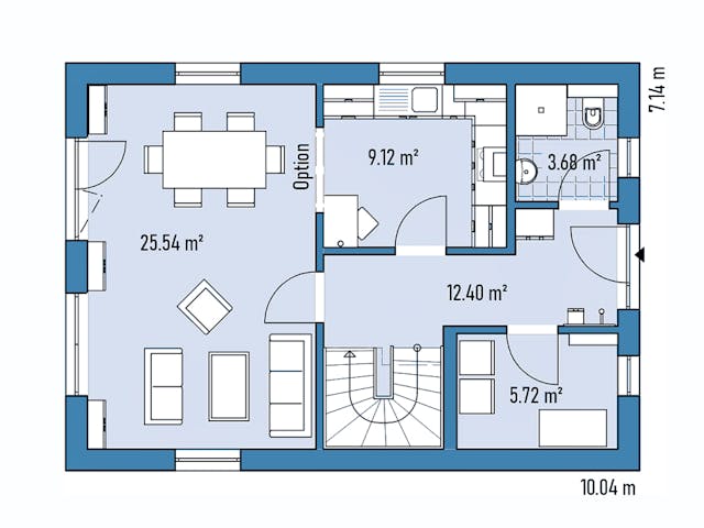 Fertighaus Einfamilienhaus M71-100 von EBH Haus Schlüsselfertig ab 252500€, Satteldach-Klassiker Grundriss 1