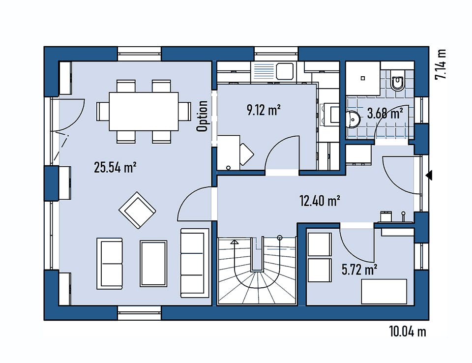 Fertighaus HAUS M71-100 von EBH Haus Schlüsselfertig ab 224900€, Satteldach-Klassiker Grundriss 1