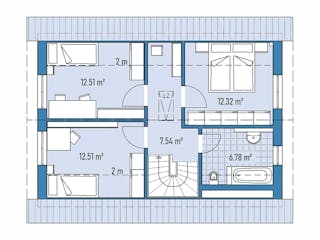 Fertighaus Einfamilienhaus M71-100 von EBH Haus Schlüsselfertig ab 252500€, Satteldach-Klassiker Grundriss 2