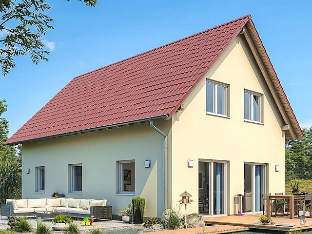 Fertighaus HAUS M71-112-G von EBH Haus Schlüsselfertig ab 285500€, Satteldach-Klassiker Außenansicht 2