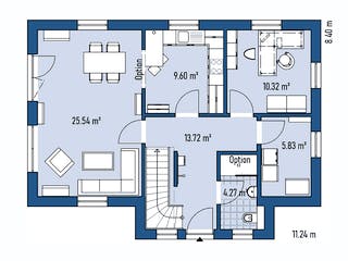 Fertighaus HAUS M71-112-G von EBH Haus Schlüsselfertig ab 285500€, Satteldach-Klassiker Grundriss 1