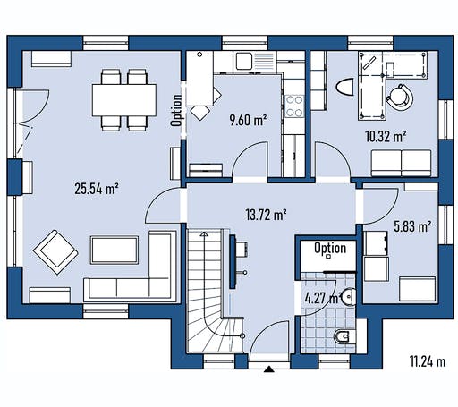Fertighaus HAUS M71-112-G von EBH Haus Schlüsselfertig ab 267300€, Satteldach-Klassiker Grundriss 1