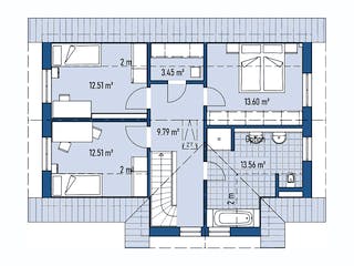 Fertighaus HAUS M71-112-G von EBH Haus Schlüsselfertig ab 285500€, Satteldach-Klassiker Grundriss 2