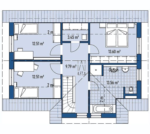 Fertighaus HAUS M71-112-G von EBH Haus Schlüsselfertig ab 267300€, Satteldach-Klassiker Grundriss 2