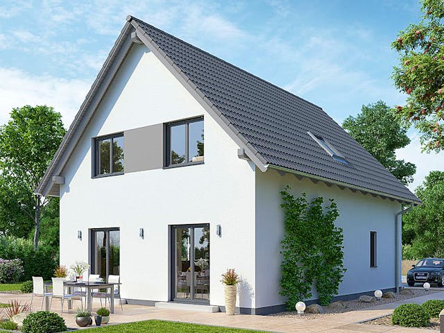 Fertighaus HAUS M77-106 von EBH Haus Schlüsselfertig ab 271300€, Satteldach-Klassiker Außenansicht 1