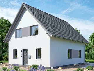 Fertighaus Einfamilienhaus M77-106 von EBH Haus Schlüsselfertig ab 279500€, Satteldach-Klassiker Außenansicht 2