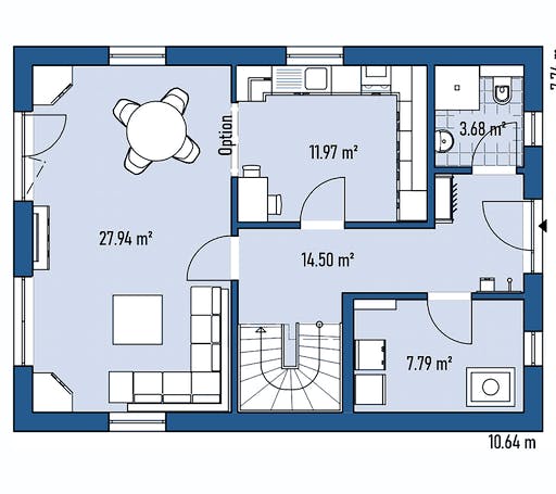Fertighaus HAUS M77-106 von EBH Haus Schlüsselfertig ab 246700€, Satteldach-Klassiker Grundriss 1