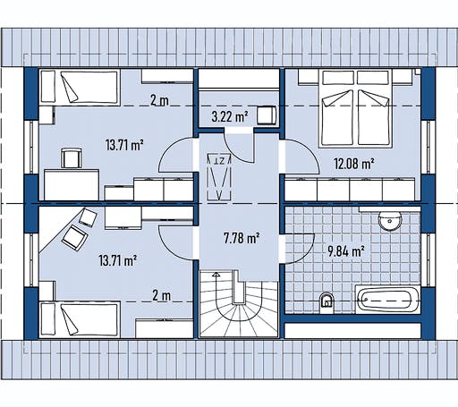 Fertighaus HAUS M77-106 von EBH Haus Schlüsselfertig ab 246700€, Satteldach-Klassiker Grundriss 2