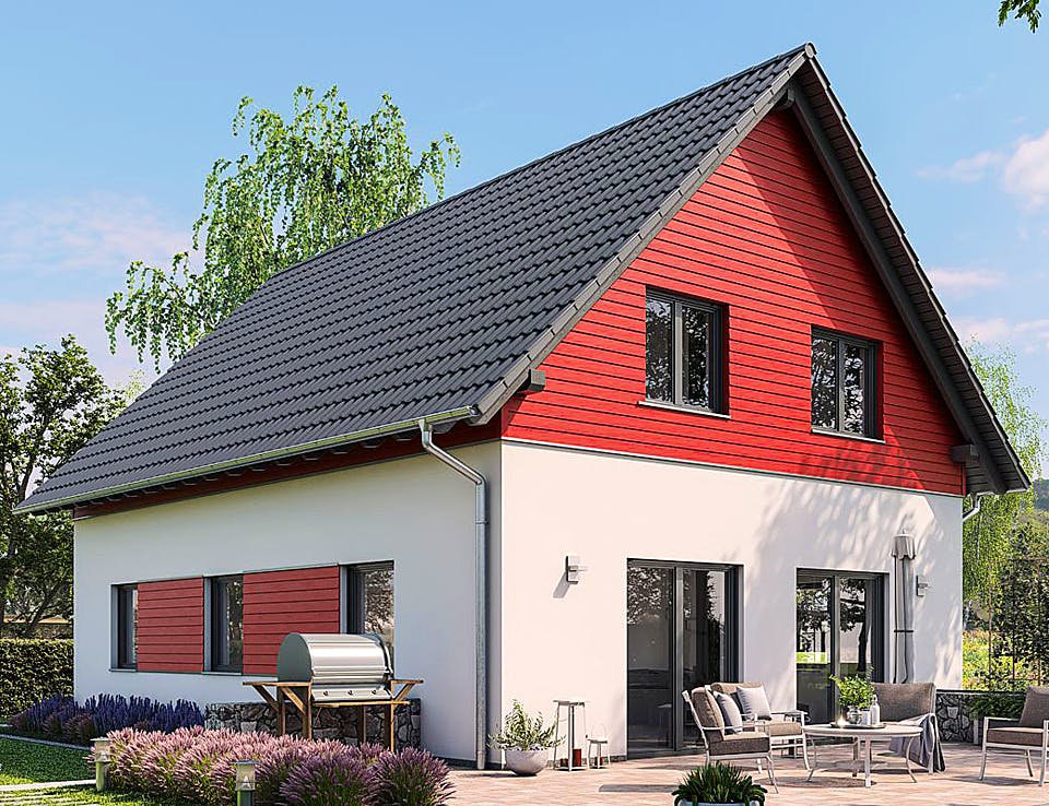 Fertighaus HAUS M77-112-G von EBH Haus Schlüsselfertig ab 288600€, Satteldach-Klassiker Außenansicht 2
