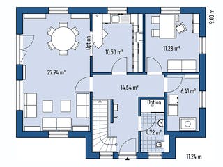 Fertighaus HAUS M77-112-G von EBH Haus Schlüsselfertig ab 299900€, Satteldach-Klassiker Grundriss 1