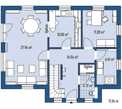 Fertighaus HAUS M77-112-G von EBH Haus Schlüsselfertig ab 282900€, Satteldach-Klassiker Grundriss 1