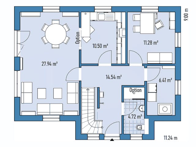 Fertighaus HAUS M77-112-G von EBH Haus Schlüsselfertig ab 311900€, Satteldach-Klassiker Grundriss 1