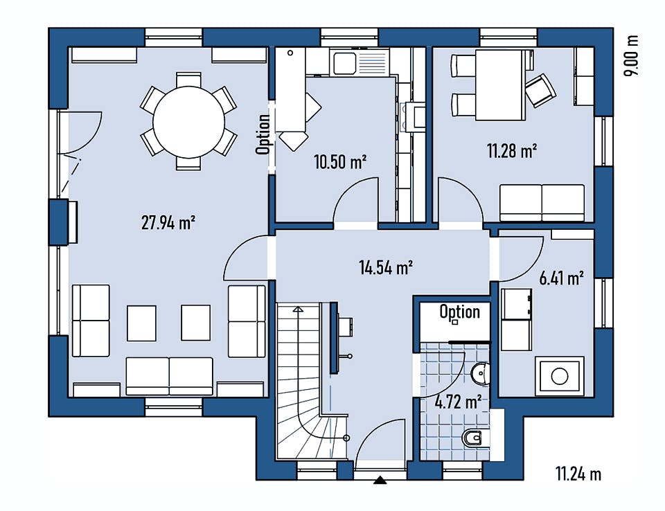 Fertighaus HAUS M77-112-G von EBH Haus Schlüsselfertig ab 288600€, Satteldach-Klassiker Grundriss 1
