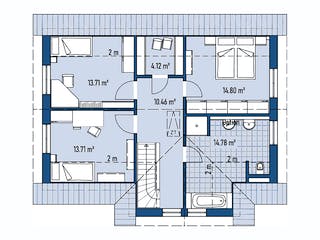 Fertighaus HAUS M77-112-G von EBH Haus Schlüsselfertig ab 299900€, Satteldach-Klassiker Grundriss 2