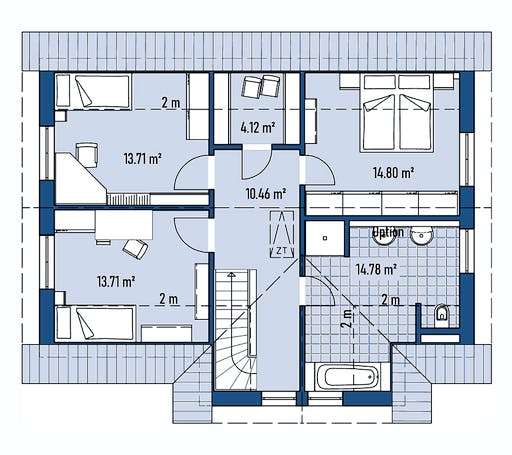 Fertighaus HAUS M77-112-G von EBH Haus Schlüsselfertig ab 282900€, Satteldach-Klassiker Grundriss 2