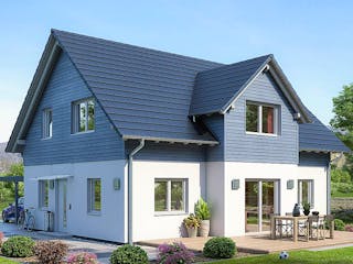 Fertighaus Einfamilienhaus M82-112-G von EBH Haus Schlüsselfertig ab 322900€, Satteldach-Klassiker Außenansicht 1