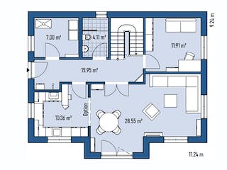 Fertighaus HAUS M82-112-G von EBH Haus Schlüsselfertig ab 301300€, Satteldach-Klassiker Grundriss 1