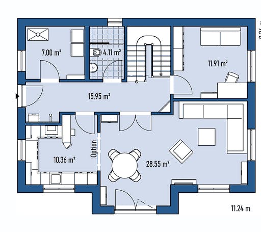 Fertighaus HAUS M82-112-G von EBH Haus Schlüsselfertig ab 287200€, Satteldach-Klassiker Grundriss 1