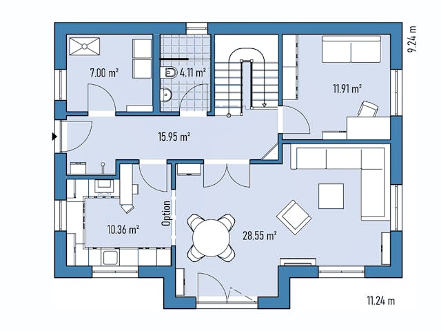 Fertighaus HAUS M82-112-G von EBH Haus Schlüsselfertig ab 313400€, Satteldach-Klassiker Grundriss 1