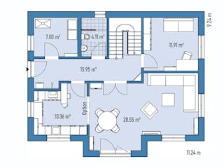 Fertighaus Einfamilienhaus M82-112-G von EBH Haus Schlüsselfertig ab 322900€, Satteldach-Klassiker Grundriss 1