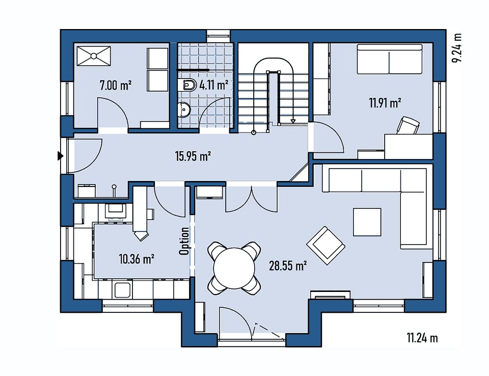 Fertighaus HAUS M82-112-G von EBH Haus Schlüsselfertig ab 293000€, Satteldach-Klassiker Grundriss 1