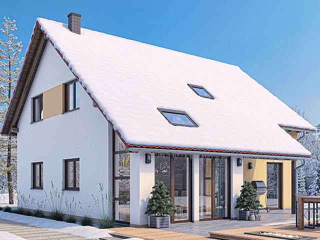 Fertighaus HAUS M88-100-2TE von EBH Haus Schlüsselfertig ab 316000€, Satteldach-Klassiker Außenansicht 2