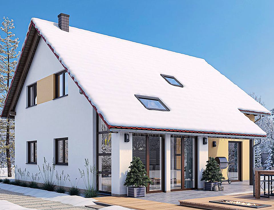 Fertighaus HAUS M88-100-2TE von EBH Haus Schlüsselfertig ab 298400€, Satteldach-Klassiker Außenansicht 2