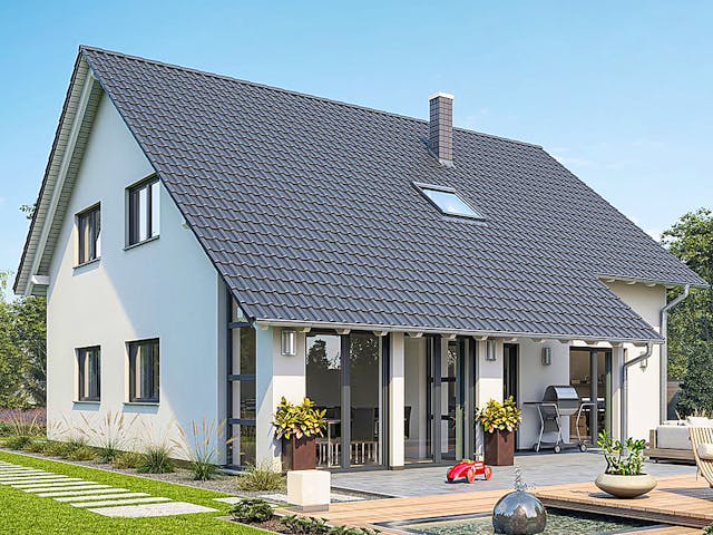 Fertighaus HAUS M94-109-2TE von EBH Haus Schlüsselfertig ab 360000€, Satteldach-Klassiker Außenansicht 1 Fertighaus HAUS M94-109-2TE von EBH Haus Schlüsselfertig ab 360000€, Satteldach-Klassiker Außenansicht 1