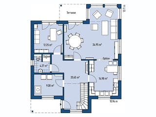 Fertighaus HAUS M94-109-2TE von EBH Haus Schlüsselfertig ab 346100€, Satteldach-Klassiker Grundriss 1