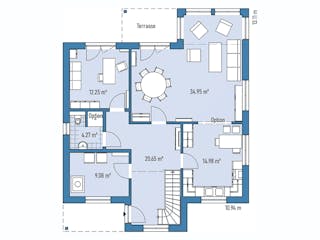 Fertighaus HAUS M94-109-2TE von EBH Haus Schlüsselfertig ab 360000€, Satteldach-Klassiker Grundriss 1