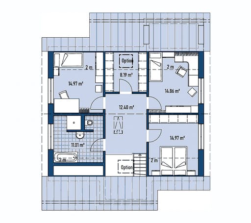 Fertighaus HAUS M94-109-2TE von EBH Haus Schlüsselfertig ab 320900€, Satteldach-Klassiker Grundriss 2